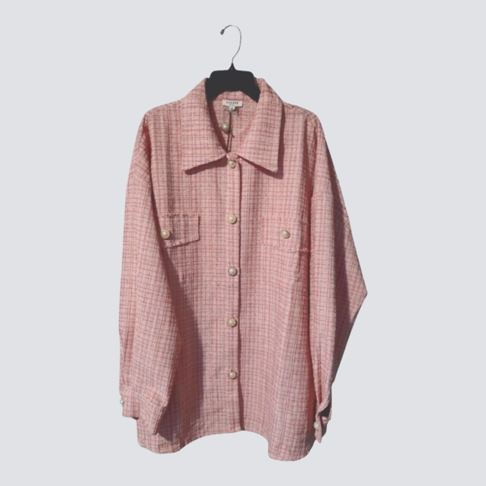 ANDREE BY UNIT Pink Faux Tweed Elegant Shacket